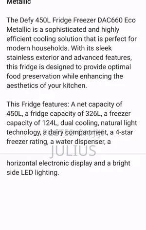 Brand New Defy 450L Fridge Freezer DC660 Eco Metallic