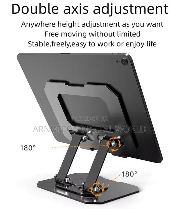 Foldable 360°Rotating iPad Tablet Stand Adjustable Desk Mount Holder - thumbnail 4