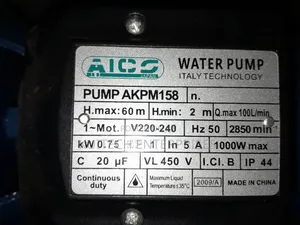 Aico Electric Water Pump 1hp / Water Pump 60m