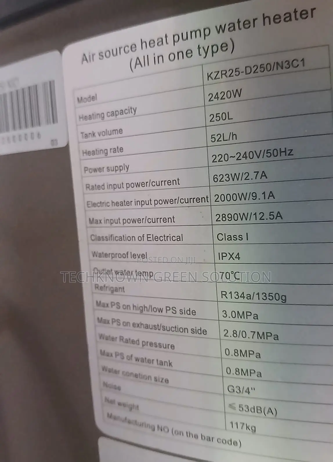 250L Air Source Heat Pump Water Heater – Energy Saving