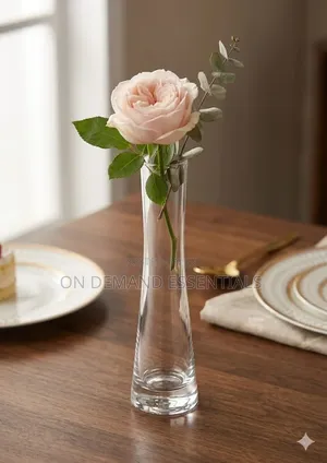 Glass Vase Slim Neck Crystal Clear