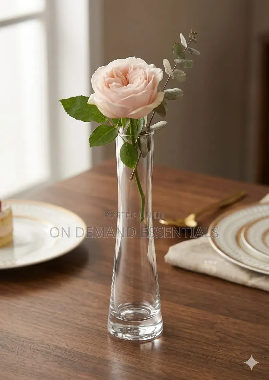 Glass Vase Slim Neck Crystal Clear