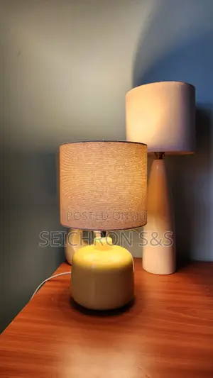 European Table Lamp – Restored Mustard Base, New Shade