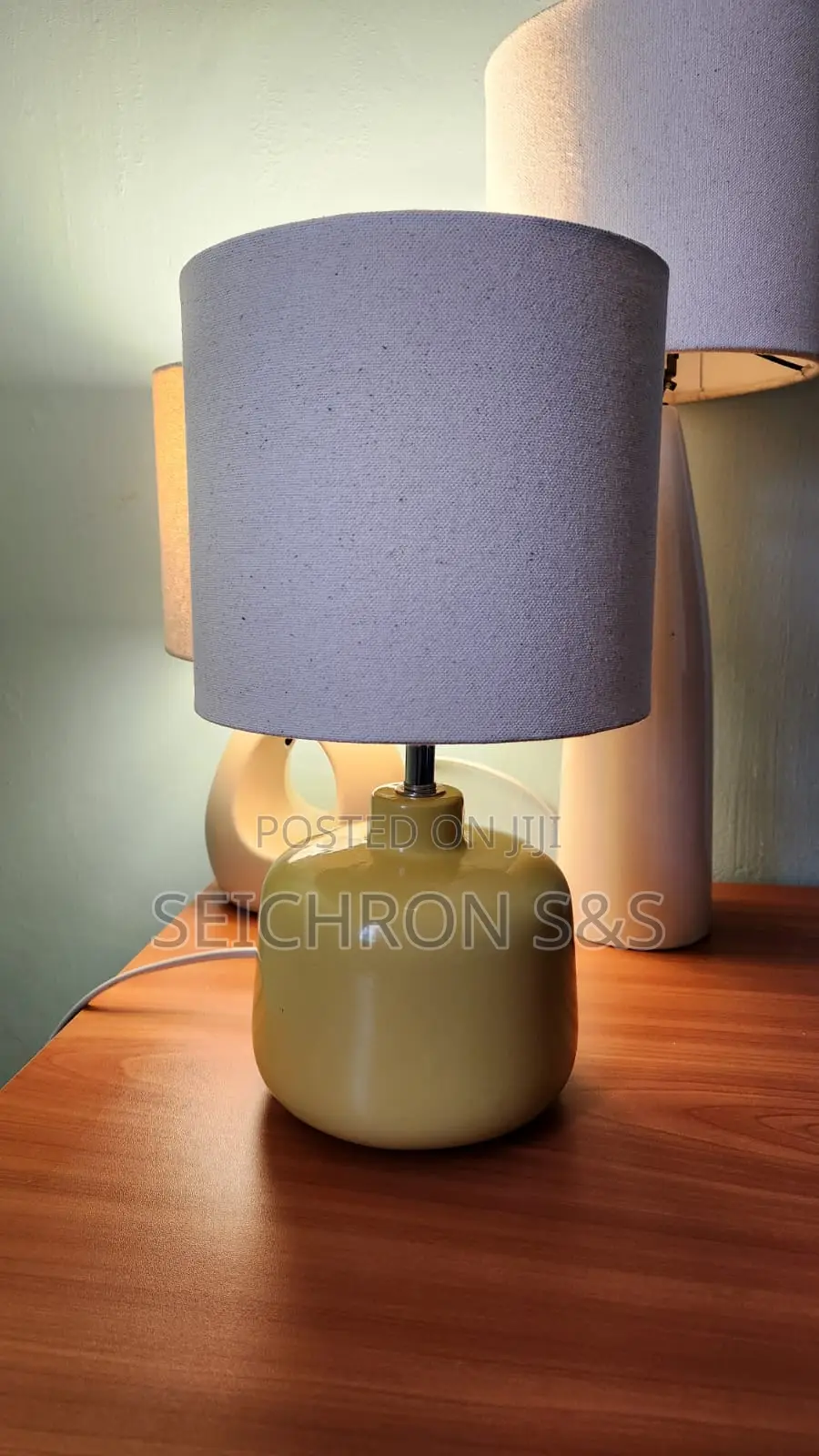 European Table Lamp – Restored Mustard Base, New Shade