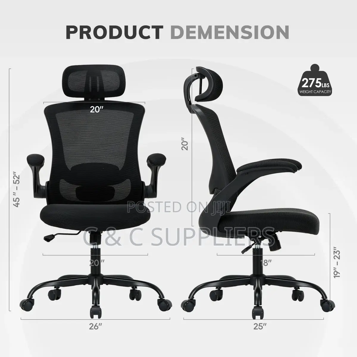 Mesh Task Chair With Flip-Up Arms
