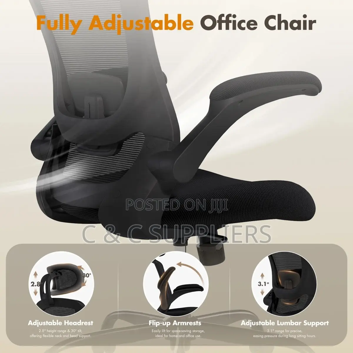 Mesh Task Chair With Flip-Up Arms