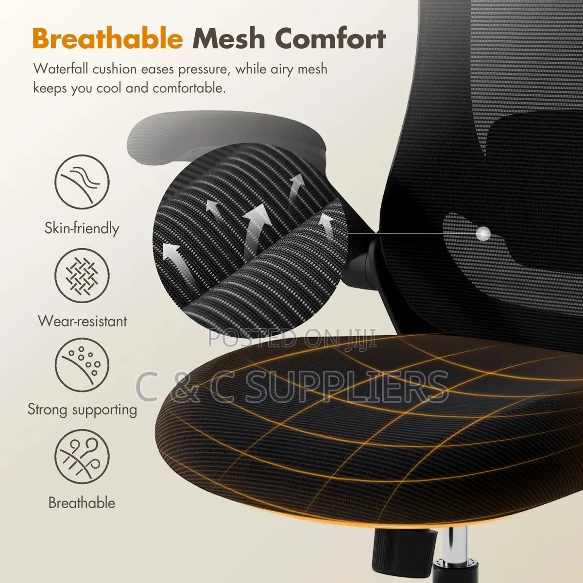 Mesh Task Chair With Flip-Up Arms