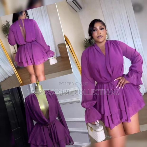 Chiffon Long Sleeve Mini Wrap Dress - thumbnail 2
