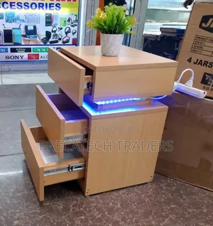 Modern Wooden Bedside Drawer With LED Light