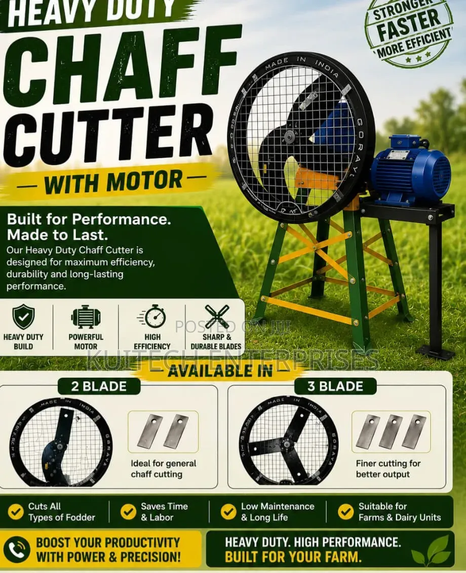 Complete Chaff Cutter/ 3blade Plus Motor Chaff Cutter
