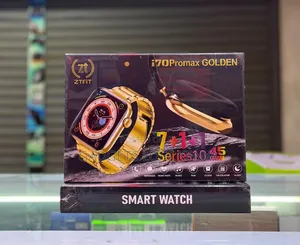 I70 Pro Max Golden Smartwatch With 7 Straps and Earpods
