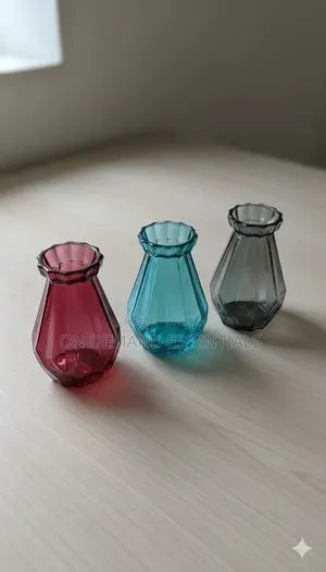 3pc Diamond Faceted Coloured Vase