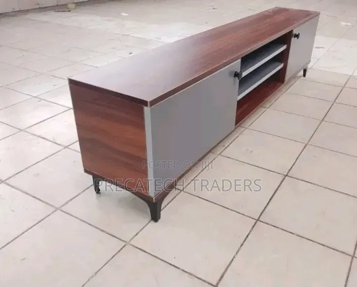 6FT Dark Walnut TV Stand With Storage Cabinet