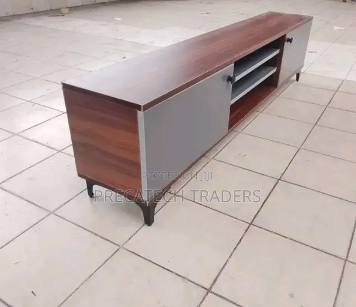 TV Stand! Modern 6 Feet Entertainment TV Unit – Dark Walnut
