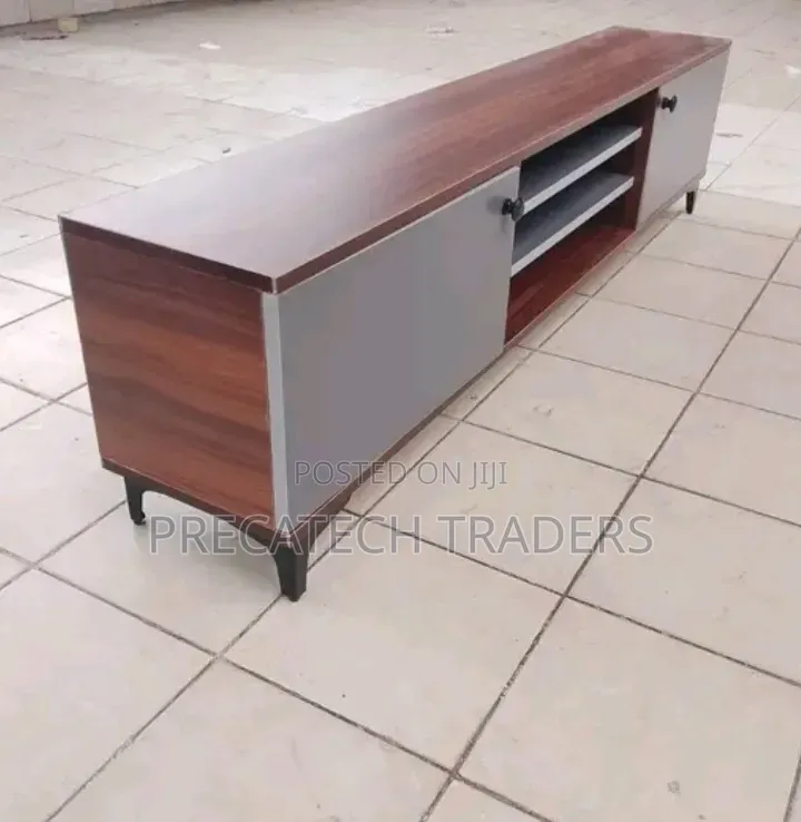 TV Stand! Modern 6 Feet Entertainment TV Unit – Dark Walnut