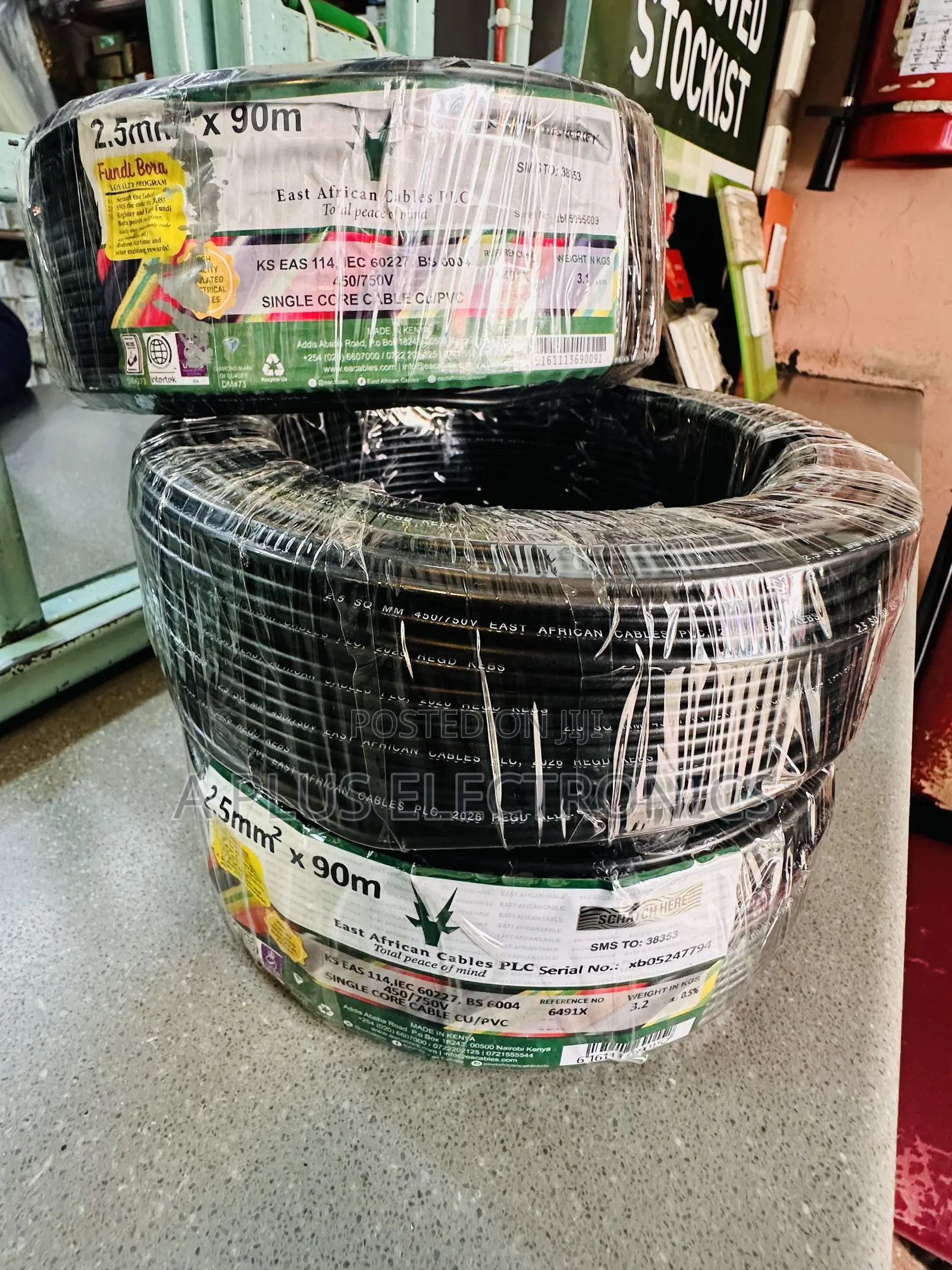 East Africa Cable 2.5mm Single Black 90m Energy Efficient Copper Cable