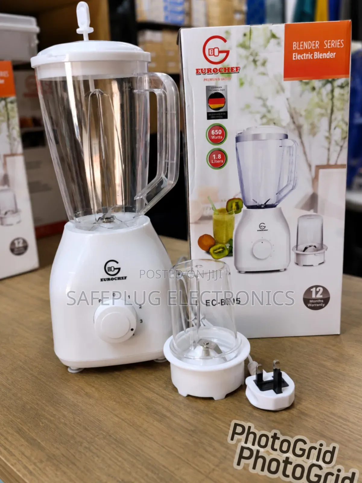 Eurochef 2-in-1 Blender 650W – 1.8L Jug With Grinder | 1 Year Warranty