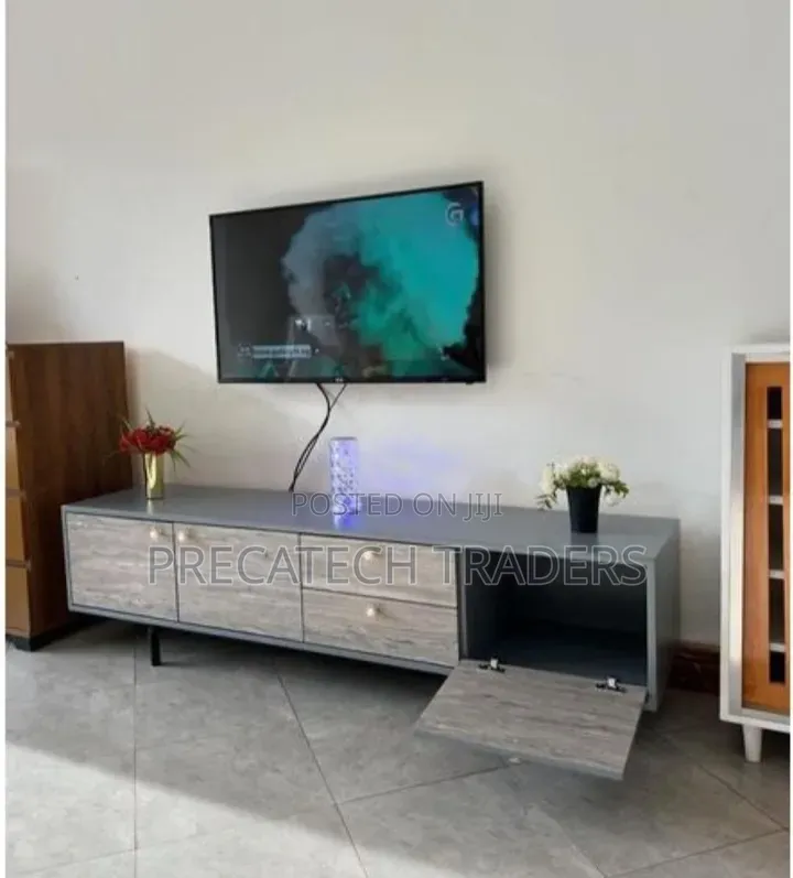 TV Stand--Chloe 6 Feet Entertainment Unit – Grey Finish