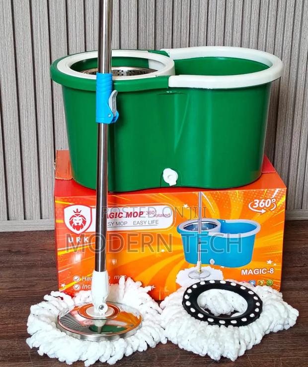 Metallic Spin Mop Bucket Set – 360° Rotating Floor Cleaning System