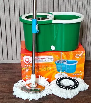 Premium Metallic Spin Mop Bucket Set – 360° Easy Floor Cleaner