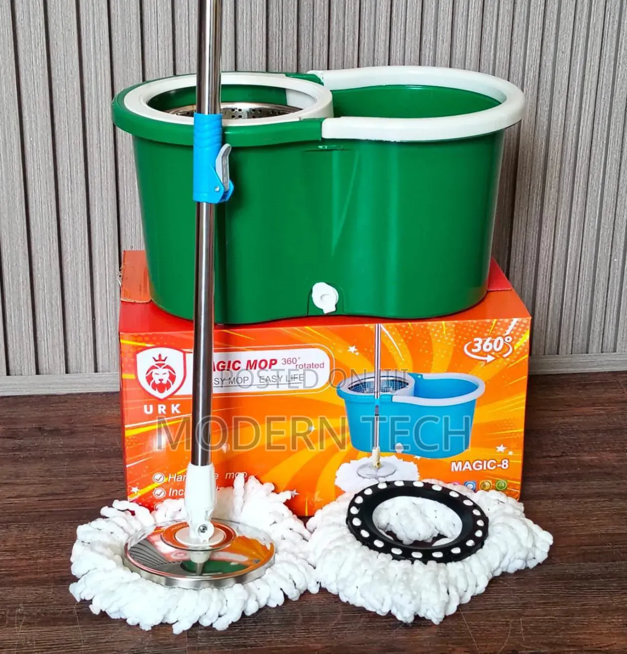 Strong Metallic Spin Mop With Self-Wringing Bucket