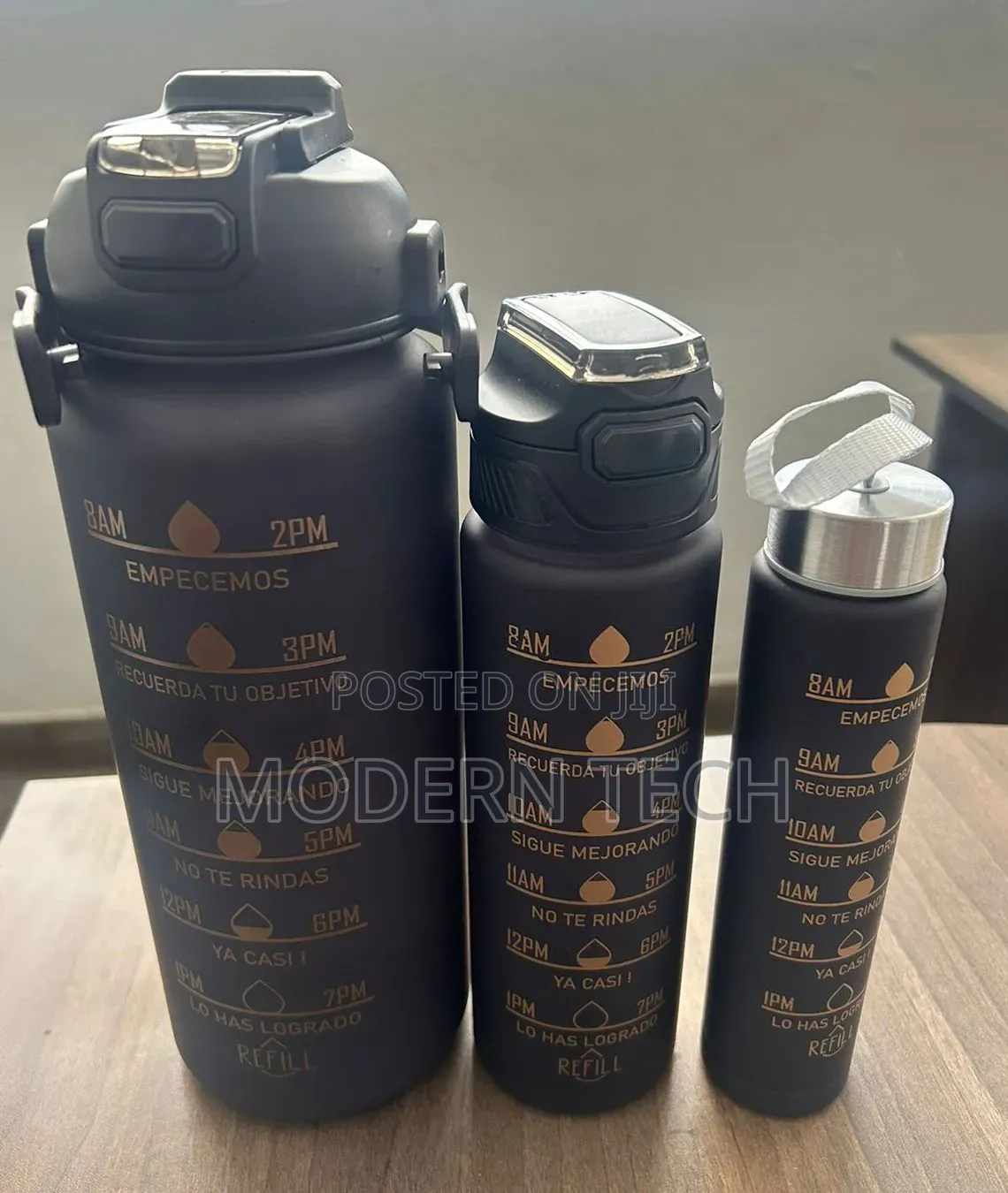 3-in-1 Motivational Water Bottle Set With Time Markers Straw
