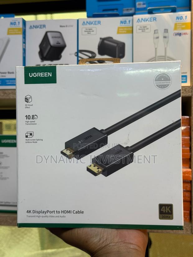 Ugreen DISPLAYPORT to HDMI Cable, at 30Hz Audio Video Sync 5m Length