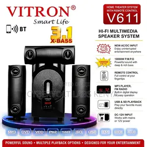 Vitron V611 Smart Multimedia Speaker System - 10000W PMPO, Bluetooth,