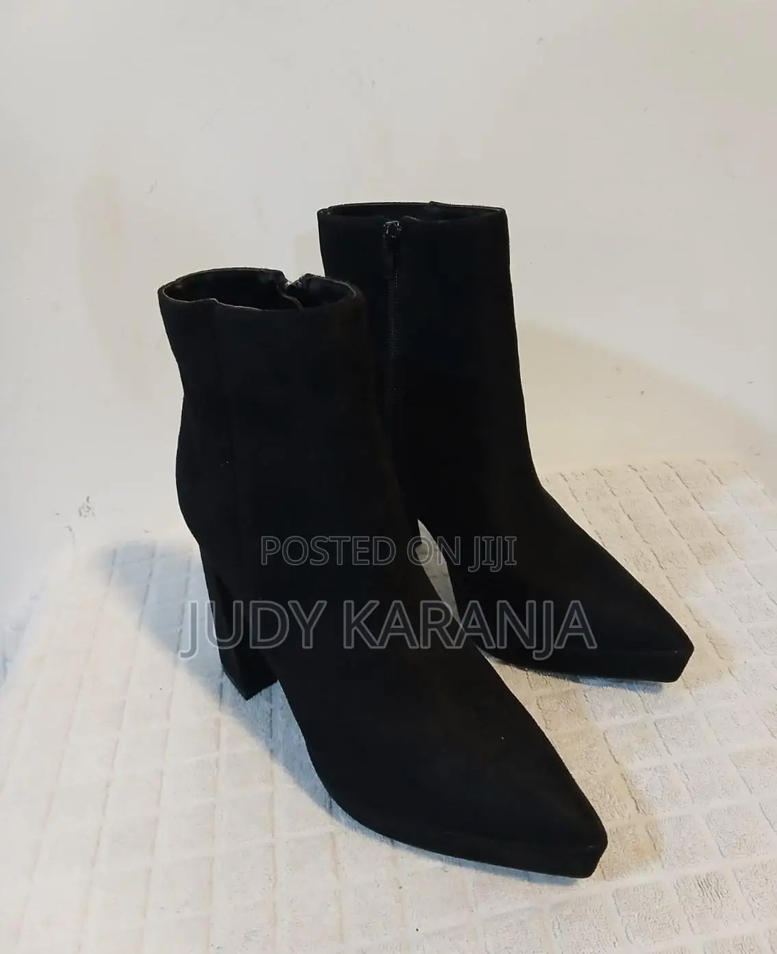 Chunky Bamboo Black High Heel Boots