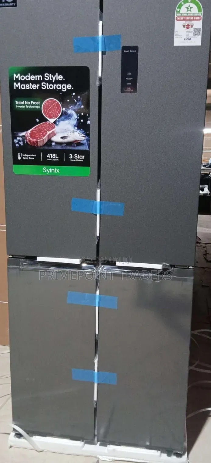 Syinix 421L Four-Door Glass Refrigerator – Stylish Spacious