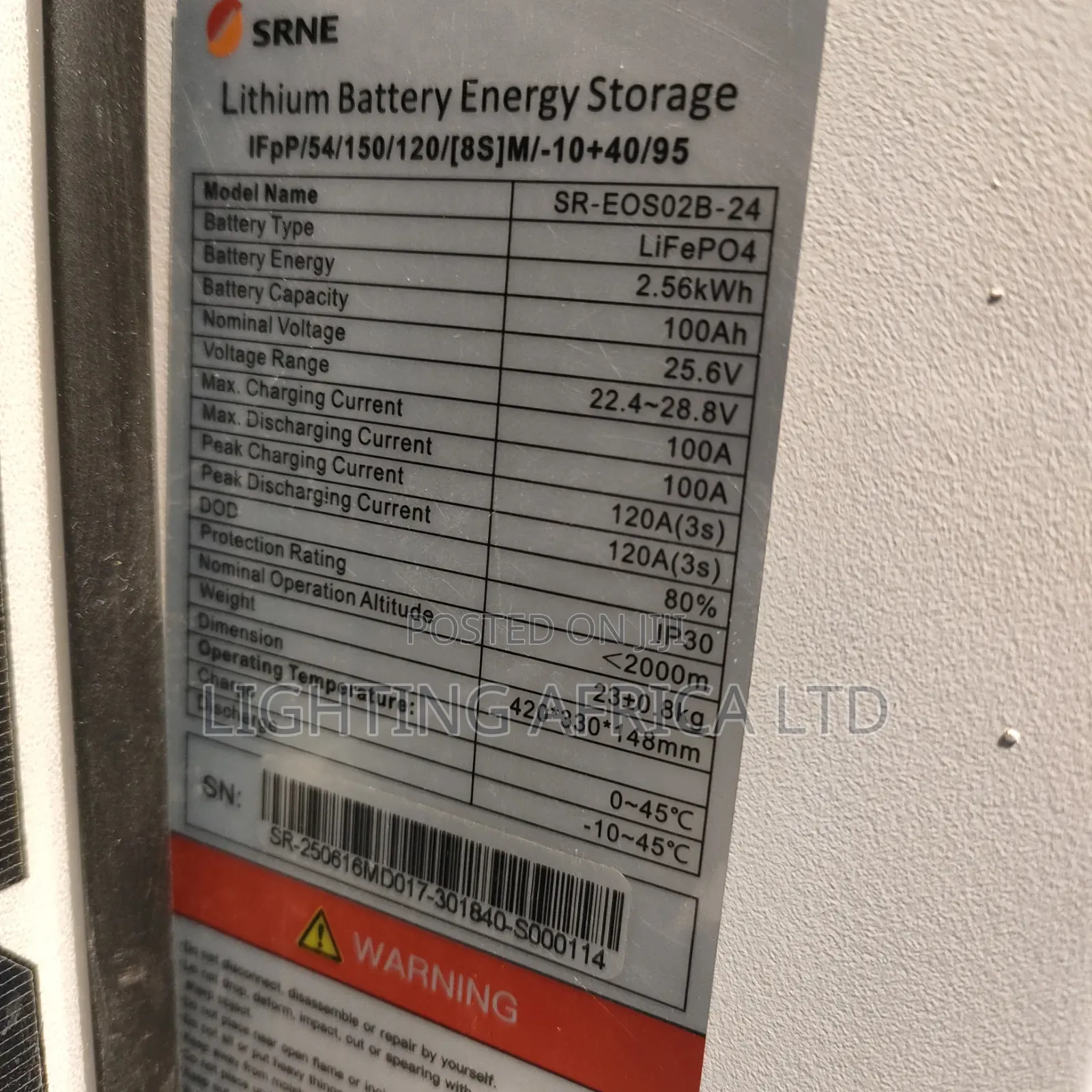 SRNE 2.56kwh - 24v (100Ah) Battery Suitable for Fridge,TV,wi-Fi CCTV