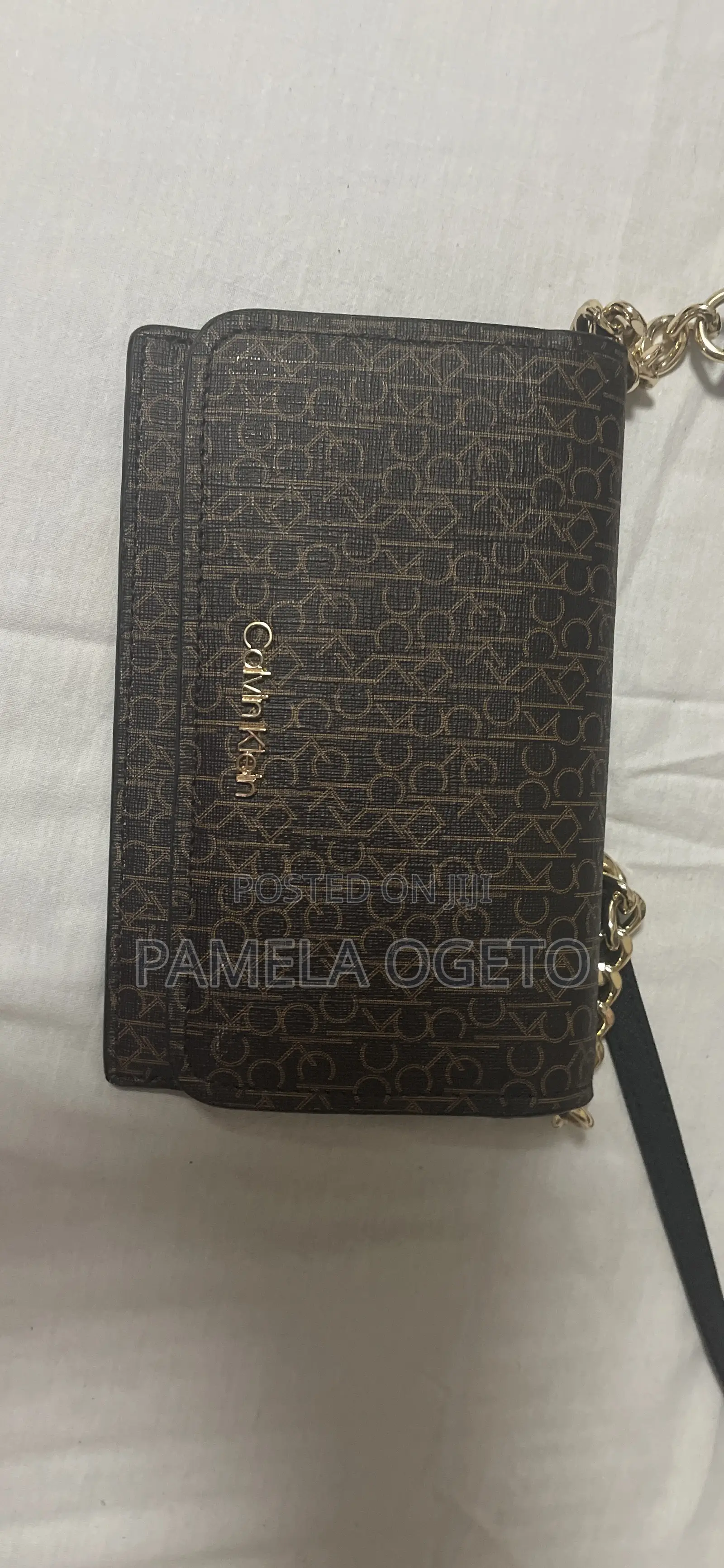 Authentic Calvin Klein Monogram Shoulder Bag -Brown