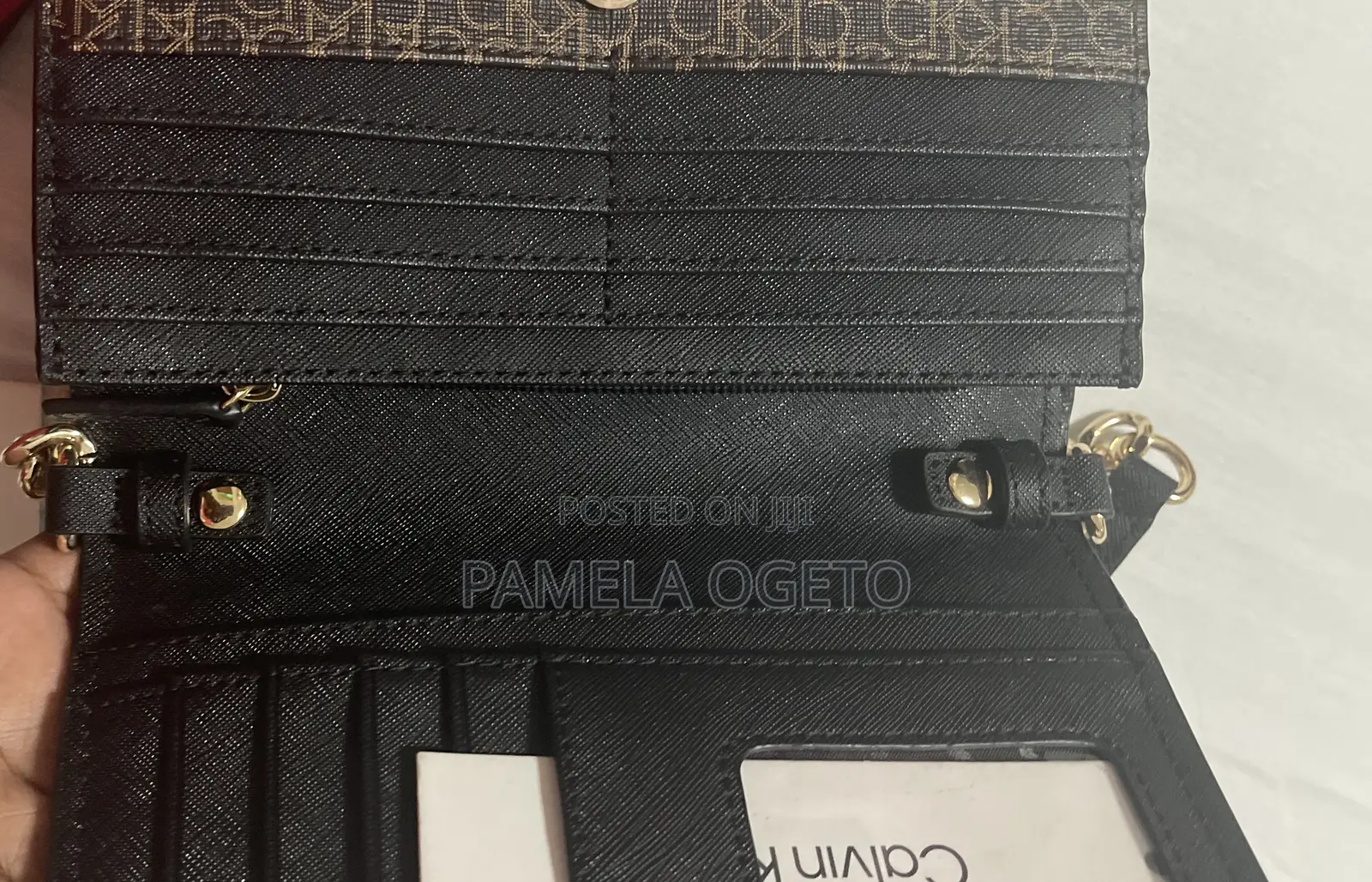 Authentic Calvin Klein Monogram Shoulder Bag -Brown