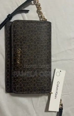 Authentic Calvin Klein Monogram Shoulder Bag -Brown
