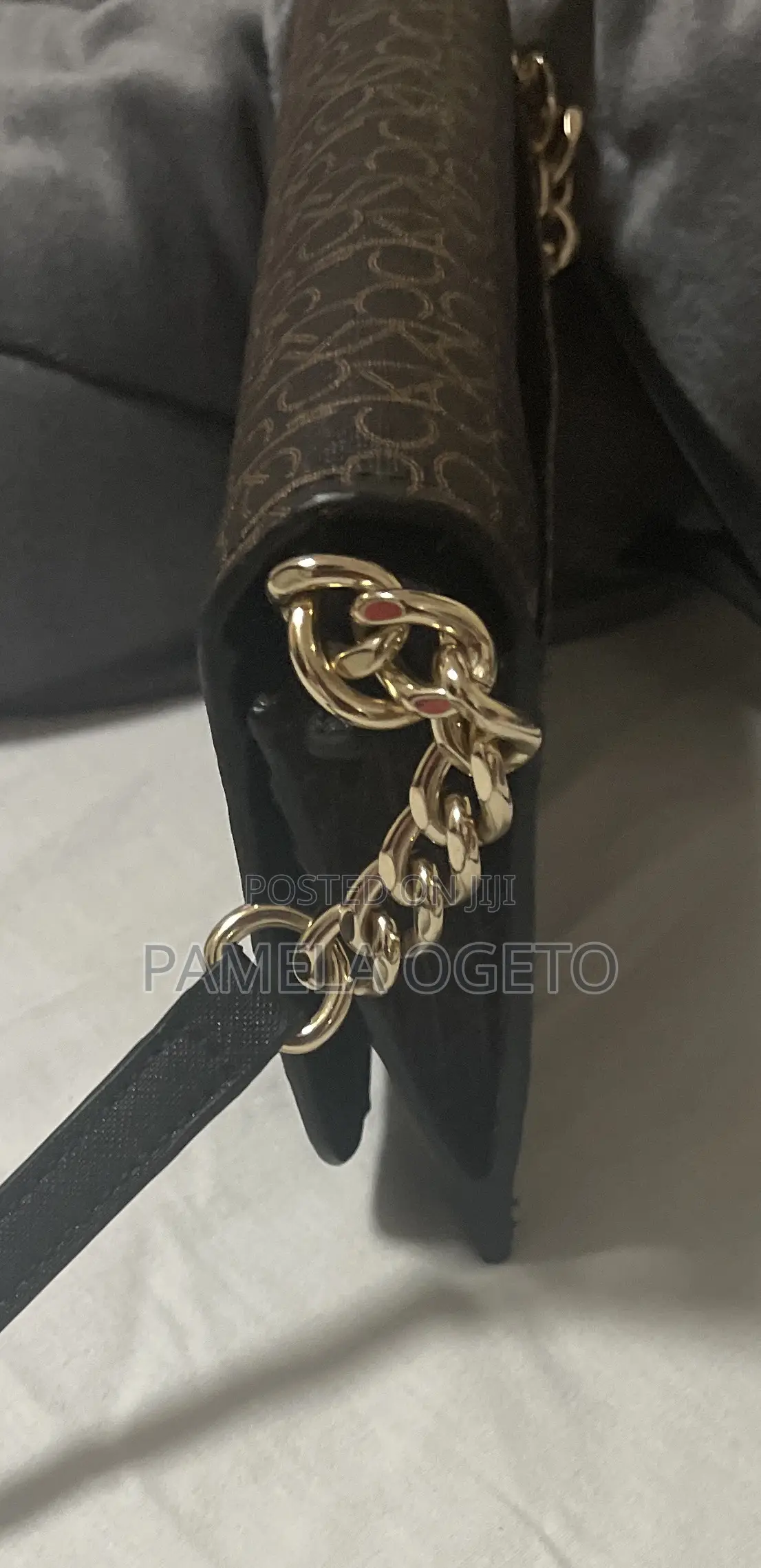 Authentic Calvin Klein Monogram Shoulder Bag -Brown
