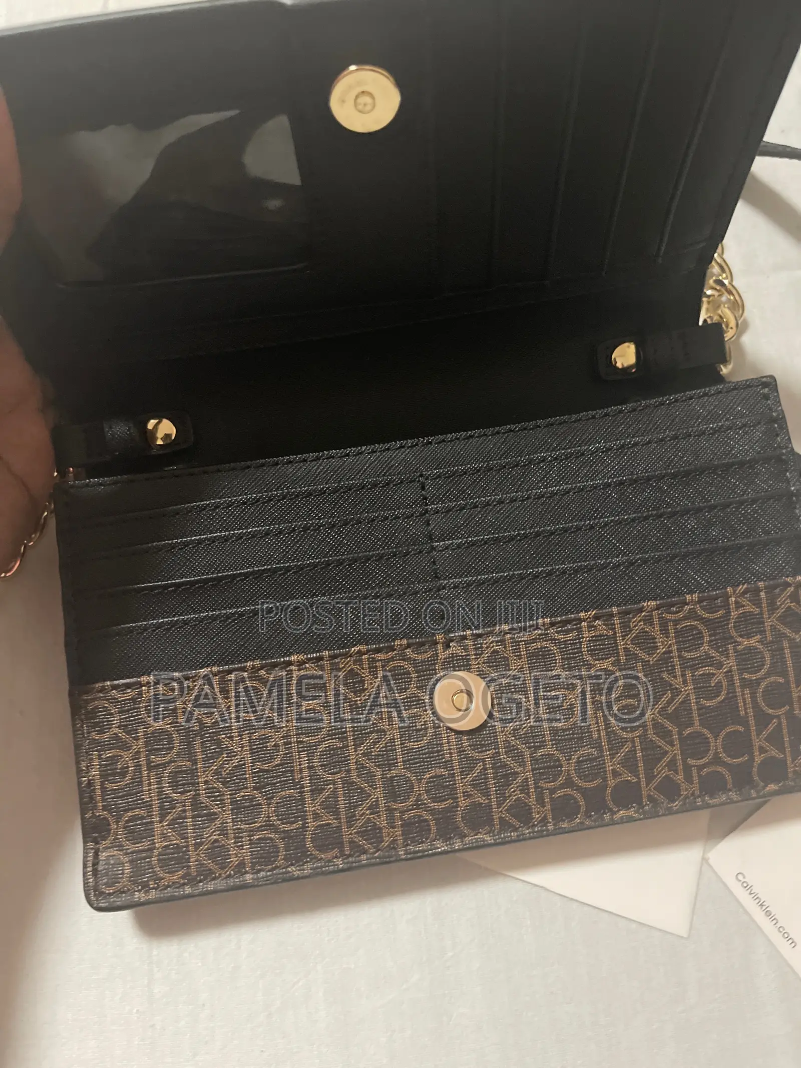 Authentic Calvin Klein Monogram Shoulder Bag -Brown