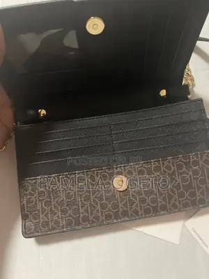 Authentic Calvin Klein Monogram Shoulder Bag -Brown
