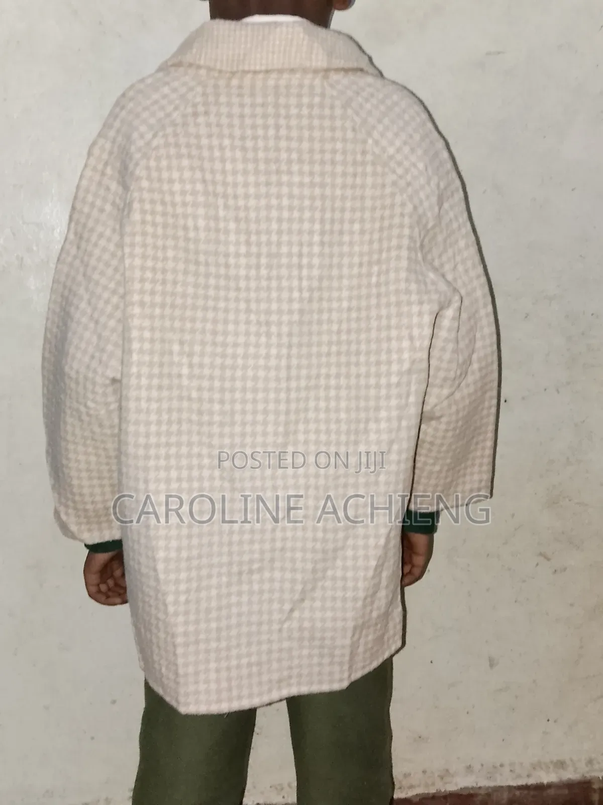 Title: Smart LANKE KAKU Cream Double-Breasted Coat