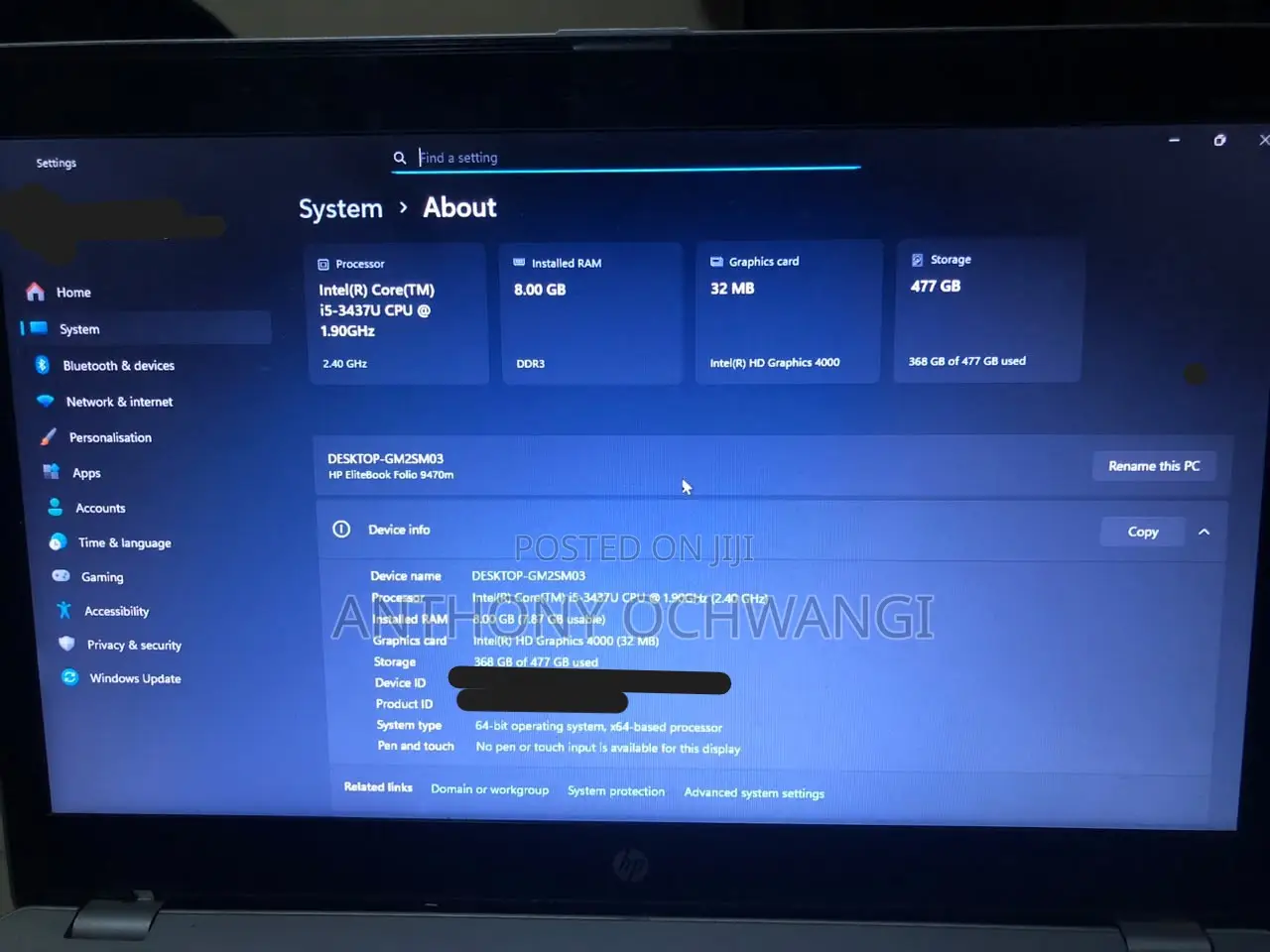Laptop HP 8GB Intel Core i5 SSD 512GB