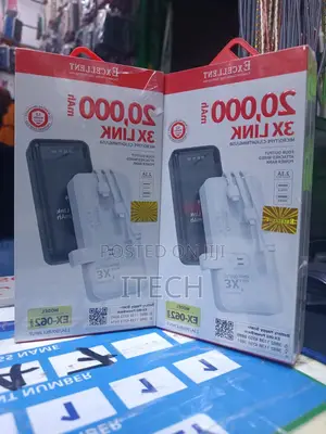 20,000mAh Power Bank – 3-in-1 Built-in Cables | Fast Charging | EX-062