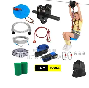 30m 100FT Zip Line for Adults and Kids With Spring Brake and Harness