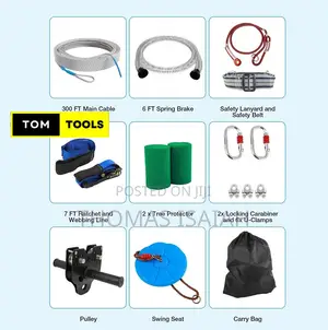 30m 100FT Zip Line for Adults and Kids With Spring Brake and Harness