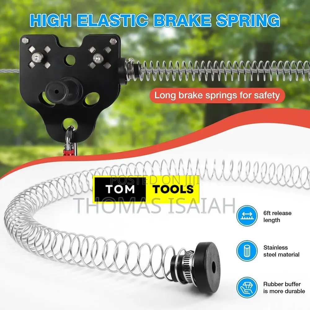 30m 100FT Zip Line for Adults and Kids With Spring Brake and Harness