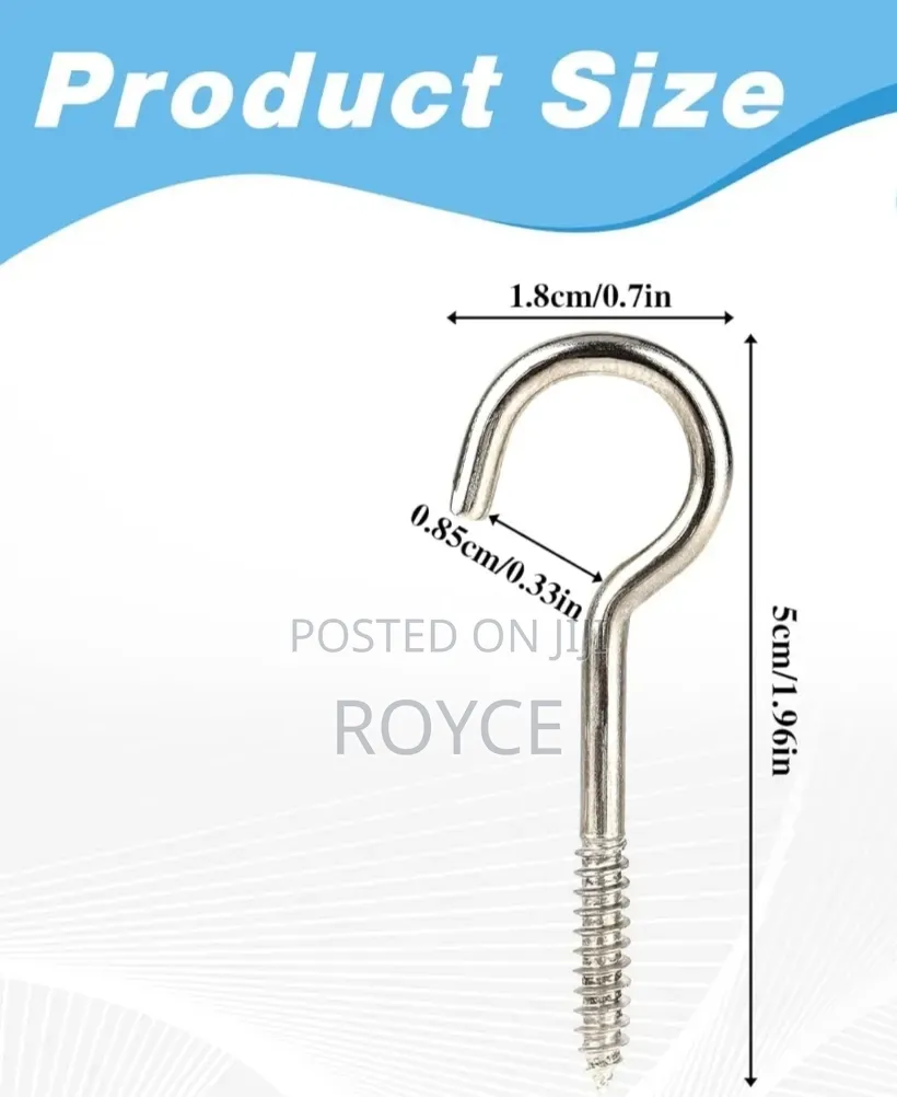 Stainless Steel Screw in Hooks- 70pcs