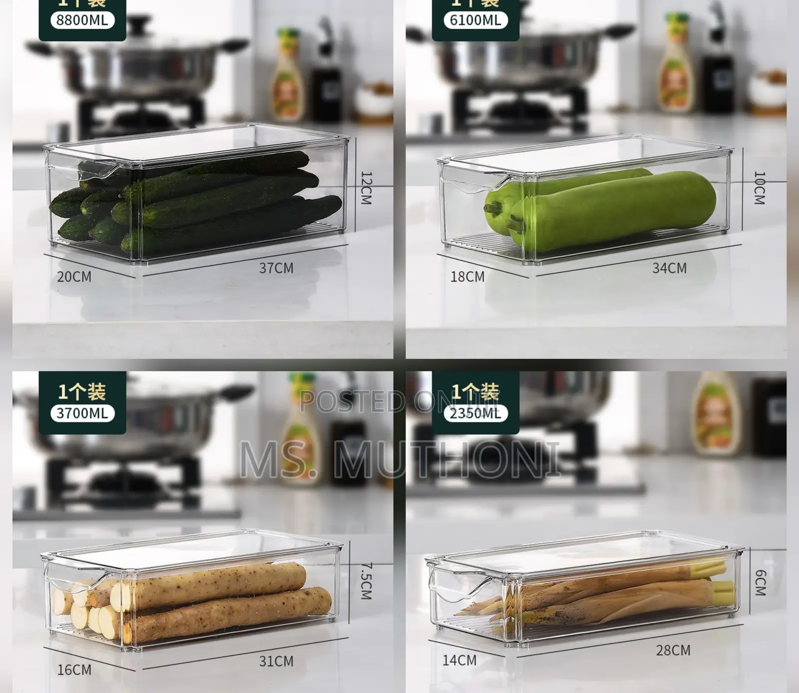 4 PCs Premium, Crystal-Clear Storage Bins