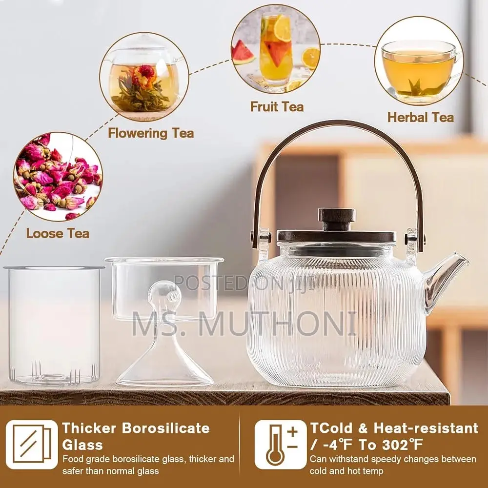 1 L Aesthetic Borosilicate Teapot / Steamer