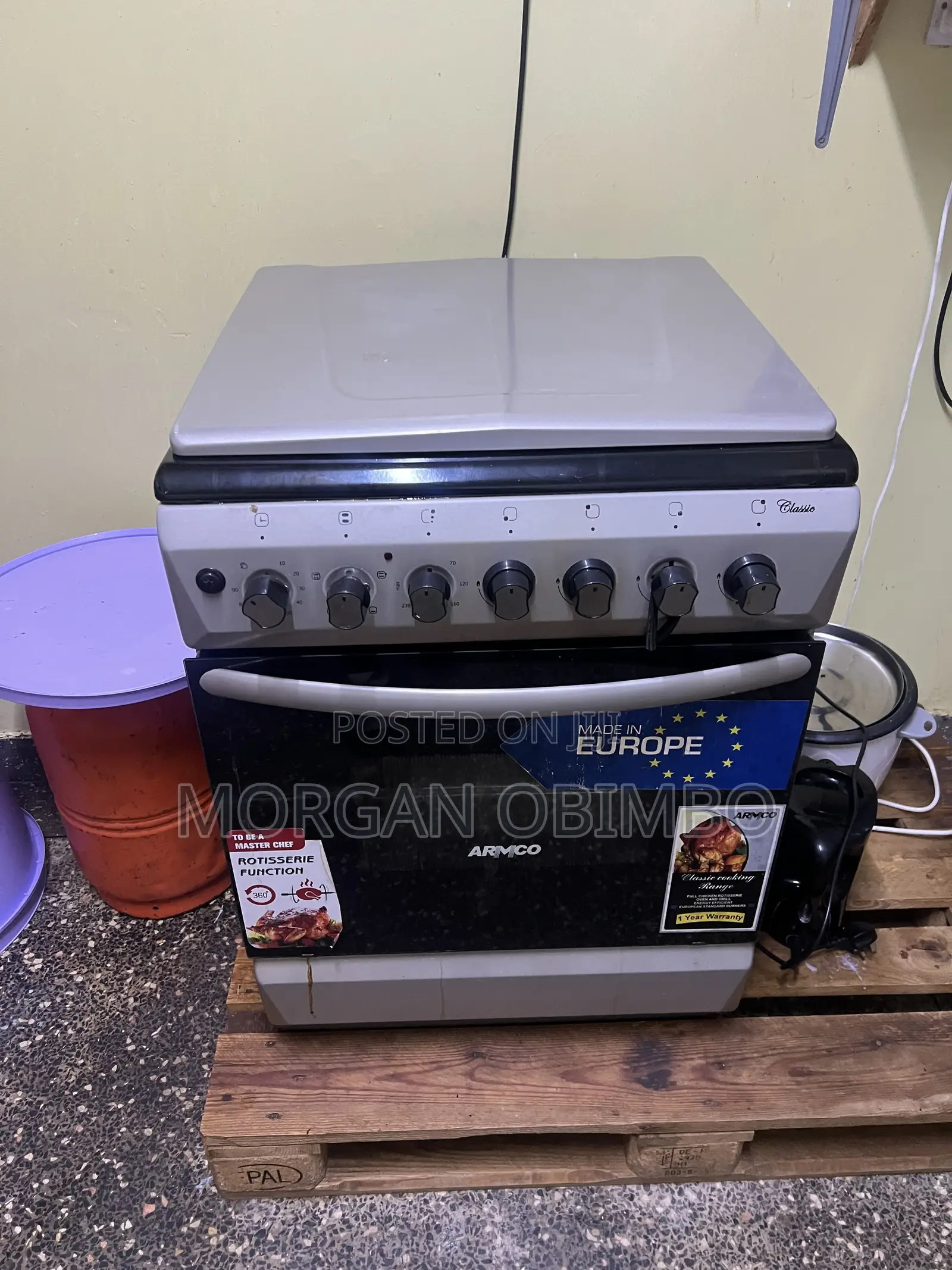 Gas Cooker (4 Burners) With Electric Oven 60x60