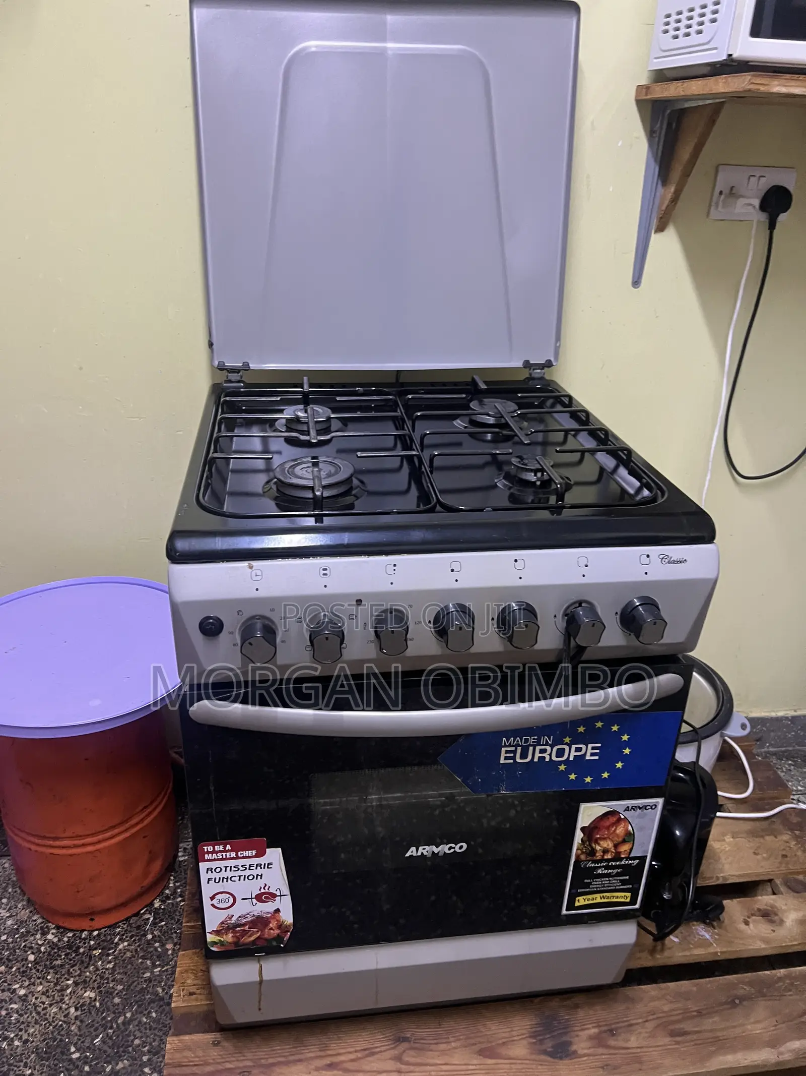 Gas Cooker (4 Burners) With Electric Oven 60x60
