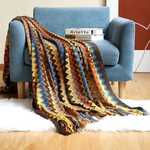 Bohemian Knitted Throw Blanket With Tassel