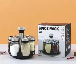 7pc Set 360° Rotating Spice Rack Organizer With Jars